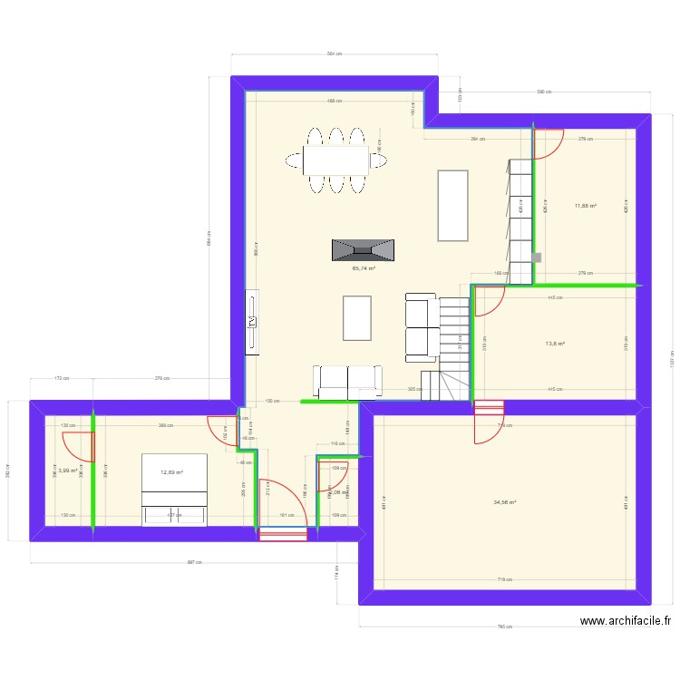 maison 4. Plan de 7 pièces et 145 m2