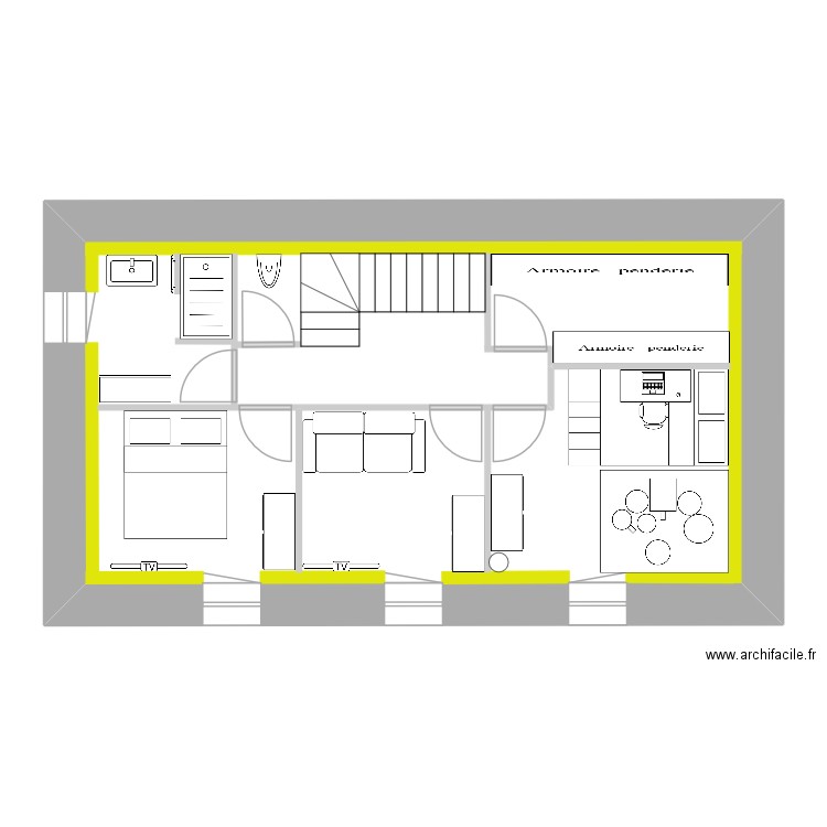 Maison BRU 1er Etage. Plan de 1 pièce et 53 m2