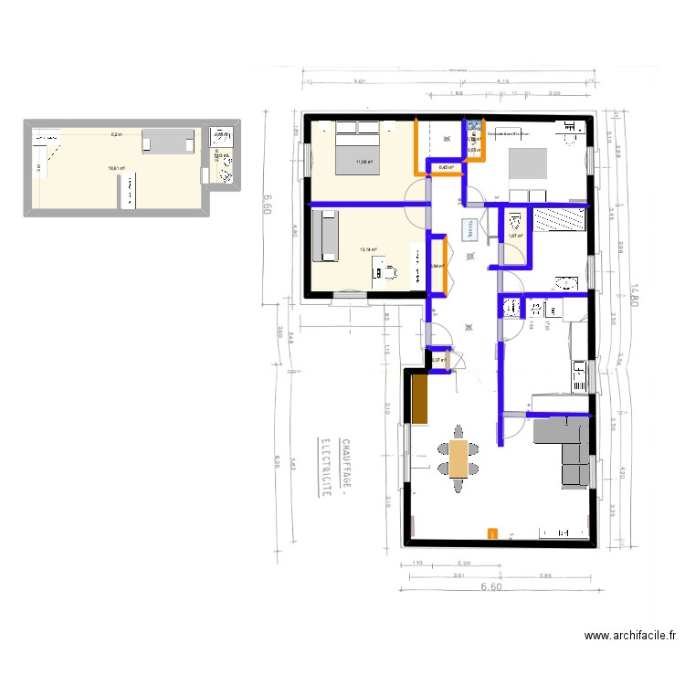 PLAN GENERAL CHATAIGNIER 2. Plan de 9 pièces et 50 m2