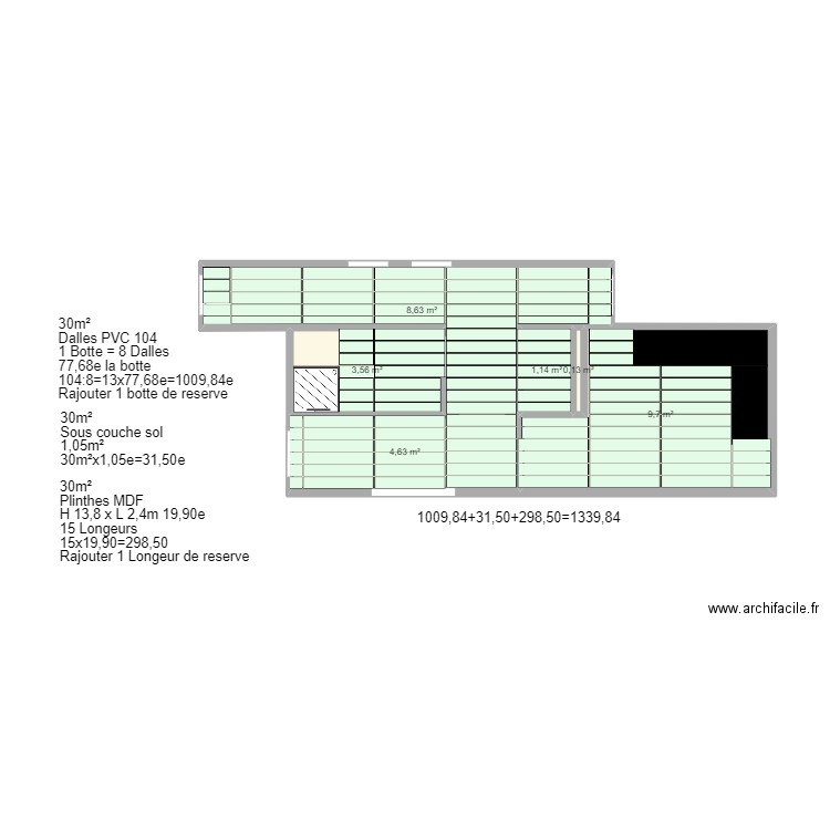 Entrée. Plan de 6 pièces et 28 m2