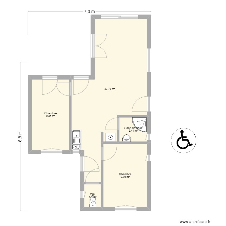Beausse. Plan de 5 pièces et 51 m2