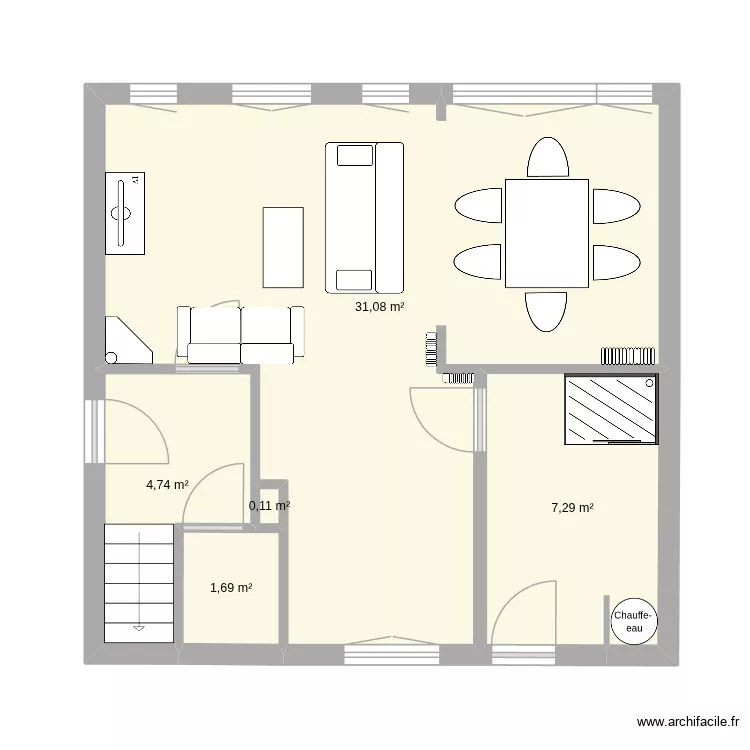 maison. Plan de 5 pièces et 45 m²