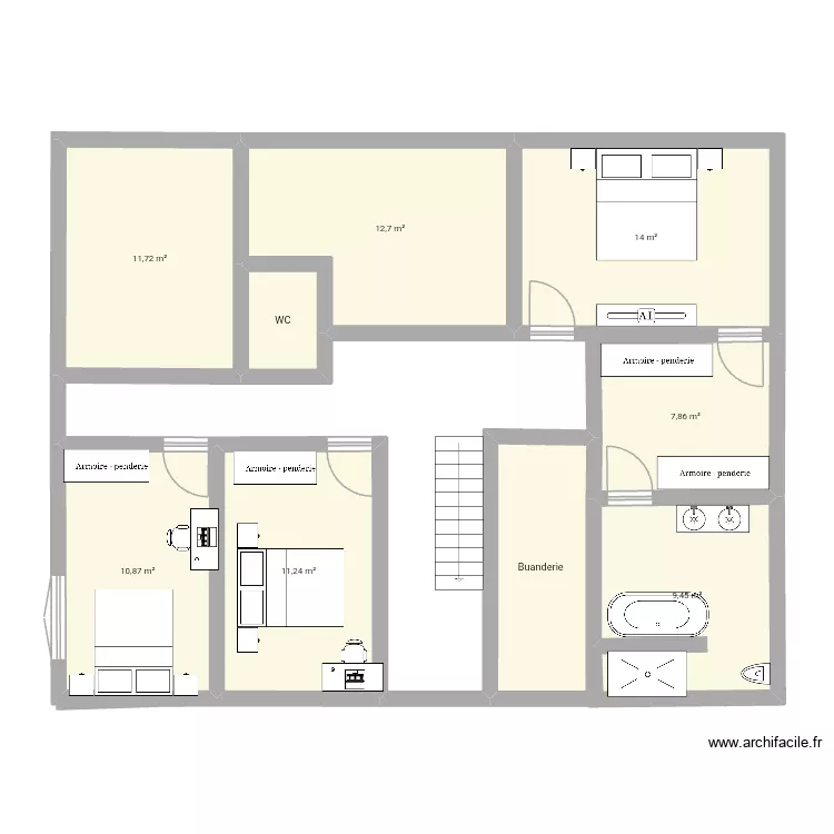 1er étage. Plan de 9 et 87 m² 1er étage. Plan de 9 et 87 m²