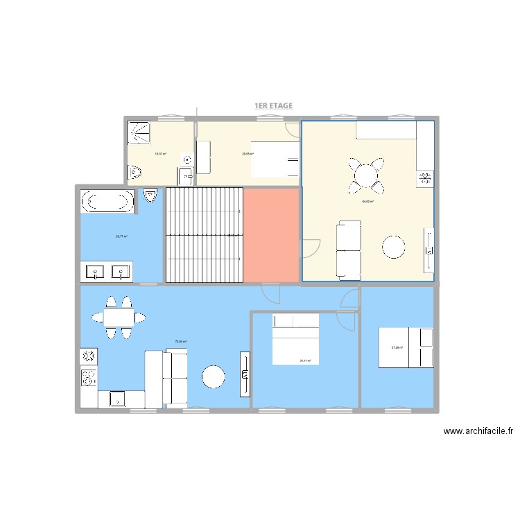 1er Oradour. Plan de 8 pièces et 291 m2