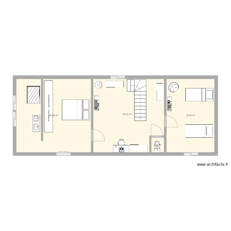 la folie 1 etage. Plan de 4 pièces et 66 m2