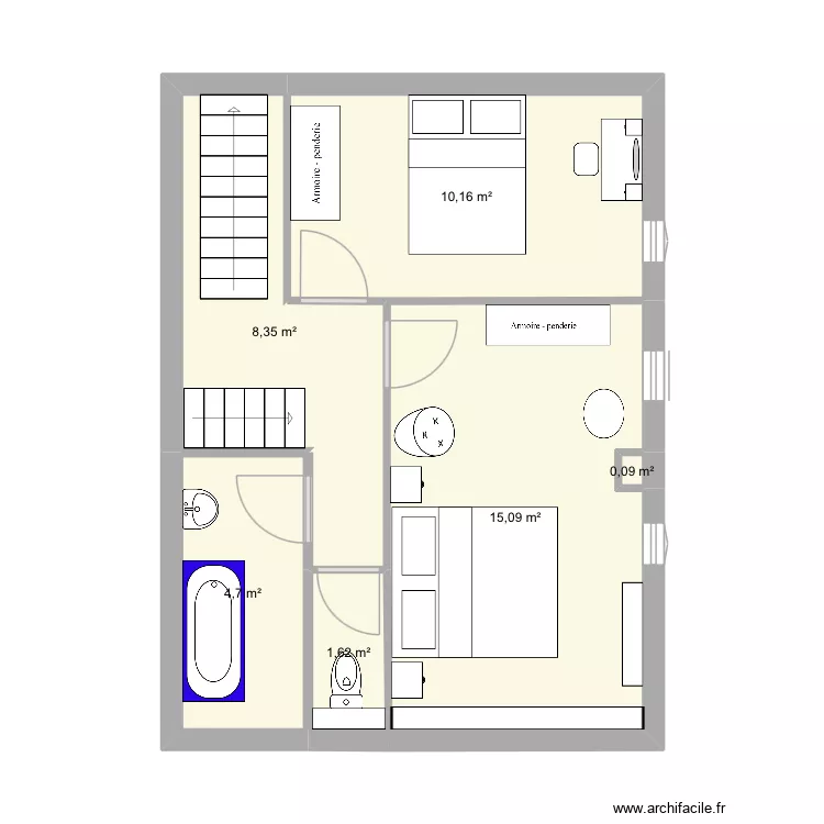 &Eacute;tage Jussy. Plan de 6  et 40 m²