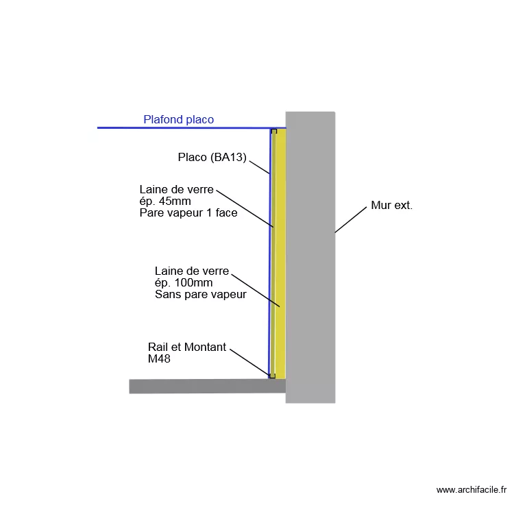 Isolation mur ext&eacute;rieur. Plan de 