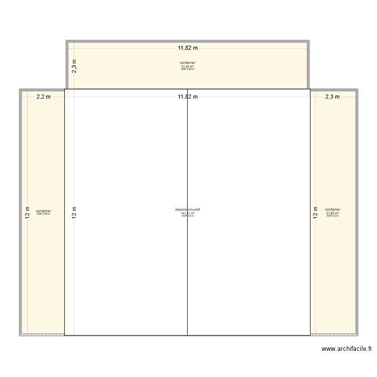 depots. Plan de 4 pièces et 223 m2