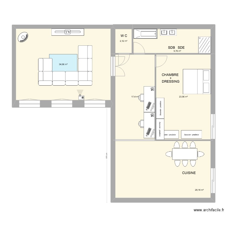 Réhabilitation de la remise V2. Plan de 6 pièces et 116 m2