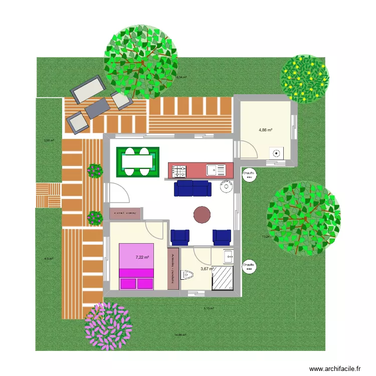 pas maison. Plan de 3  et 16 m²