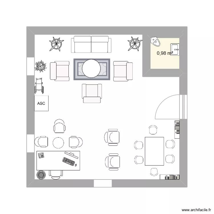 plan du hall d'accueil. Plan de 1  et 1 m²