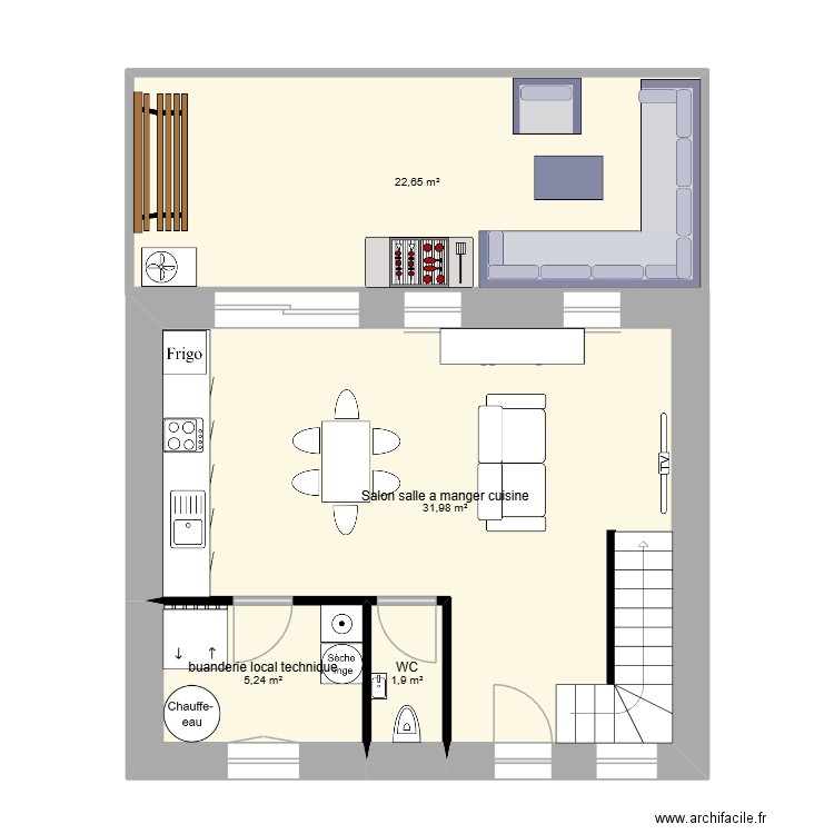 maison betty rez. Plan de 8 pièces et 100 m2