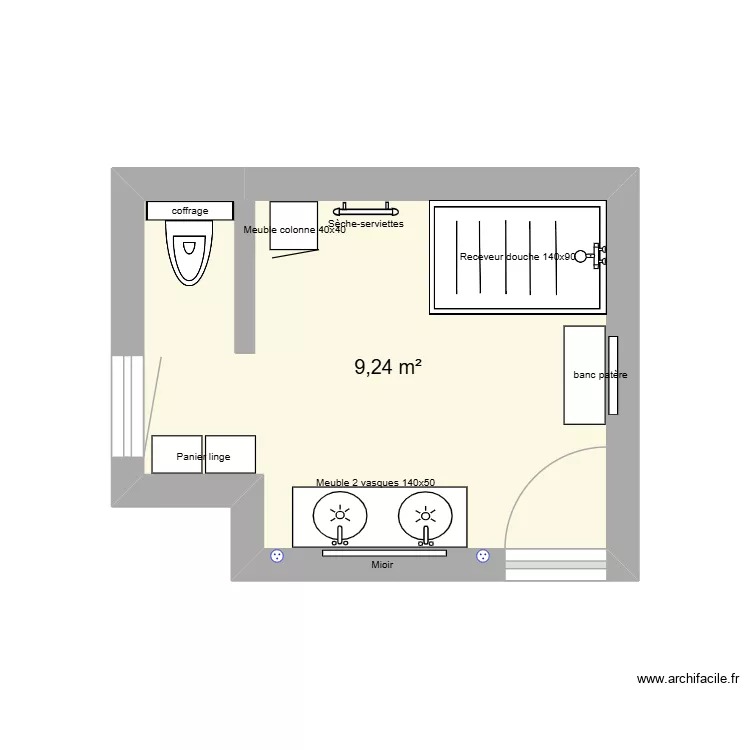 SDB 2. Plan de 1 et 9 m² SDB 2. Plan de 1 et 9 m²