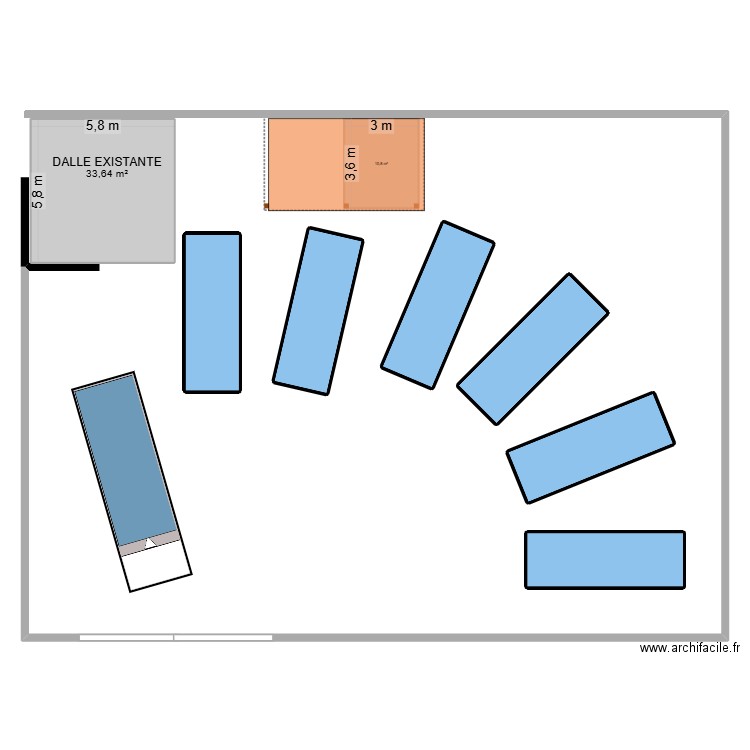 IMPLANT BENNES. Plan de 2 pièces et 44 m2