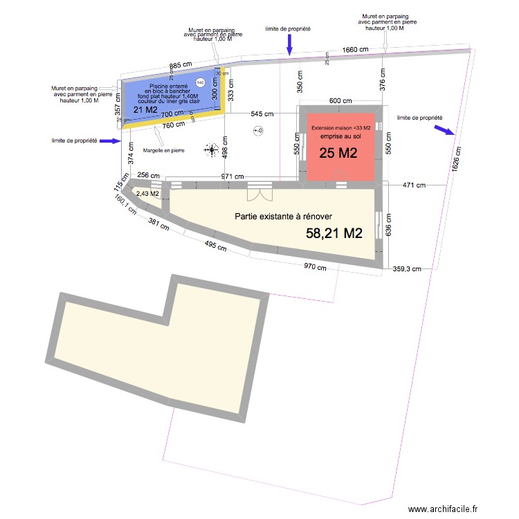 PLAN DE MASSE 1. Plan de 5 pièces et 196 m2