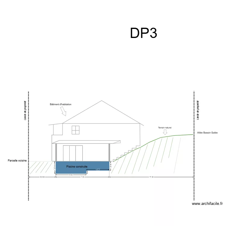 Plan de coupe avant travaux 2. Plan de 