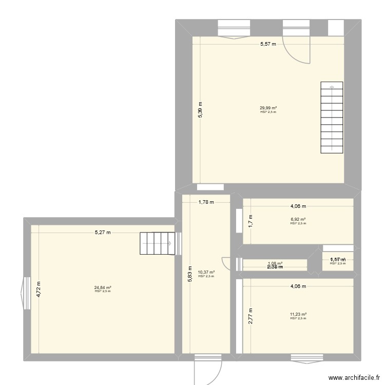 rdc montfleur. Plan de 7 pièces et 85 m2