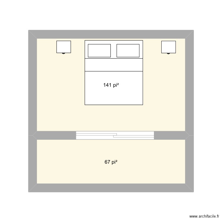 Chambre ds maitre. Plan de 2 pièces et 19 m2
