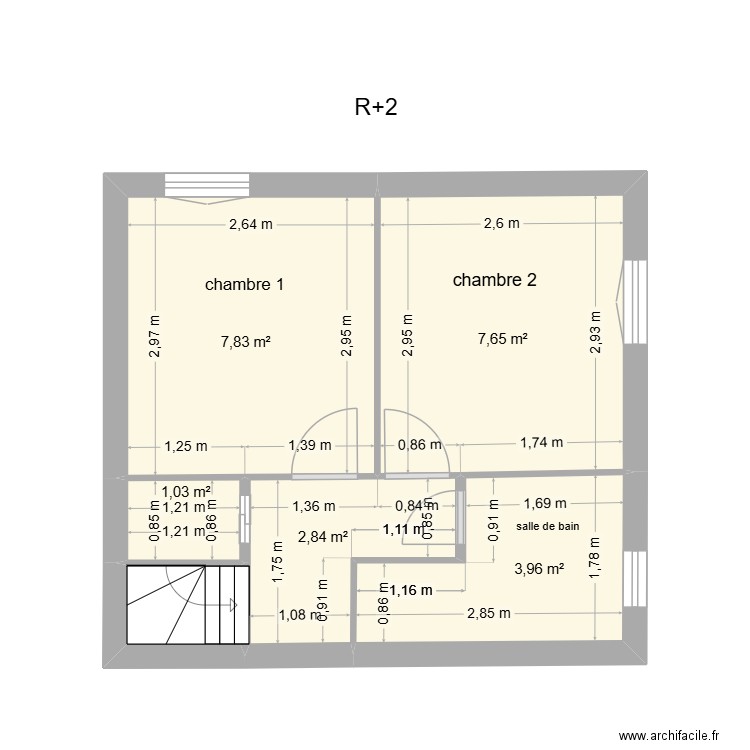 CHABERT R+2. Plan de 6 pièces et 24 m2