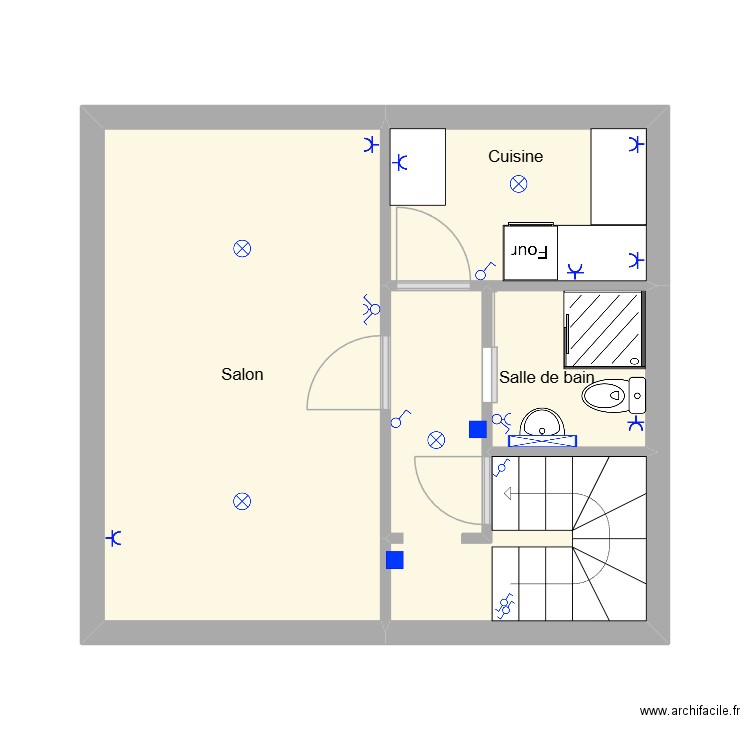Rez. Plan de 4 pièces et 30 m2