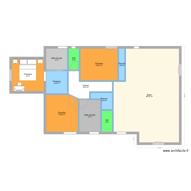 Plan de base SP3C aménagement 1. Plan de 12 pièces et 106 m2