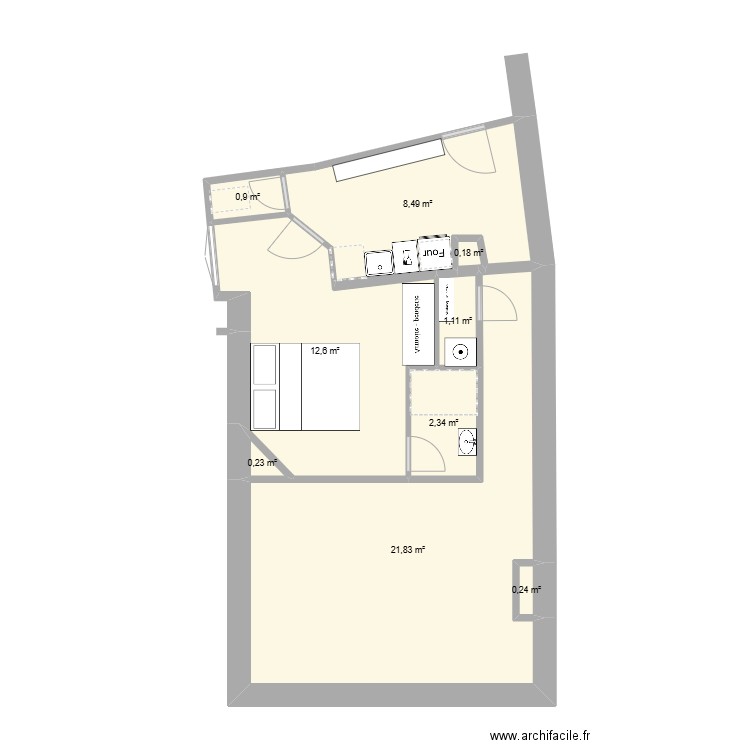 poissy2. Plan de 9 pièces et 48 m2