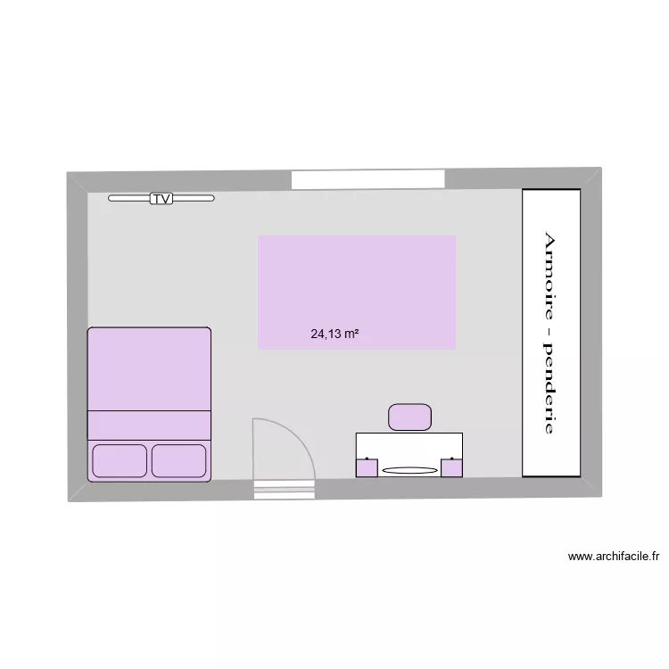 chambre 2. Plan de 1 Pièce et 24 m²