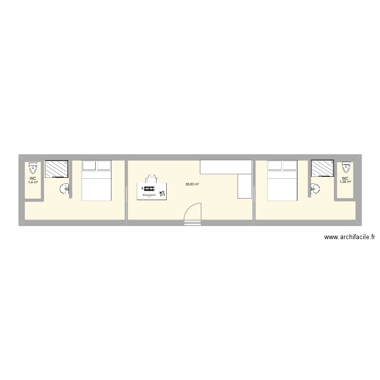 eric. Plan de 3 pièces et 45 m2