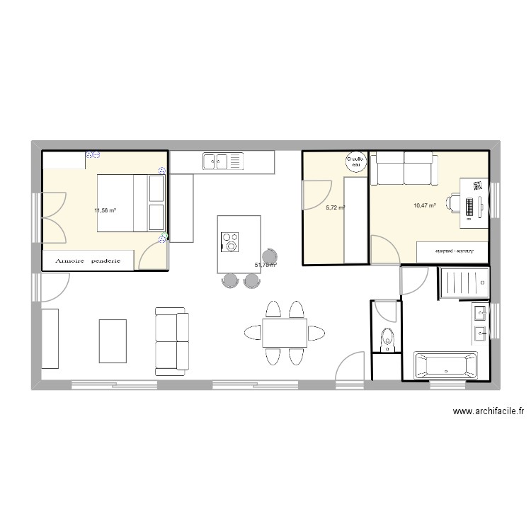 plan maison 80m2. Plan de 4 pièces et 108 m2