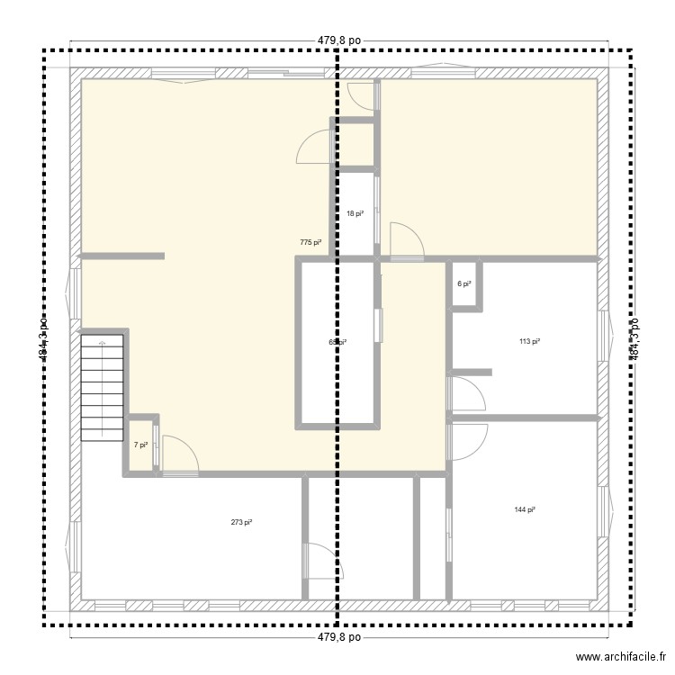 CCL 2E ÉTAGES. Plan de 9 pièces et 130 m2