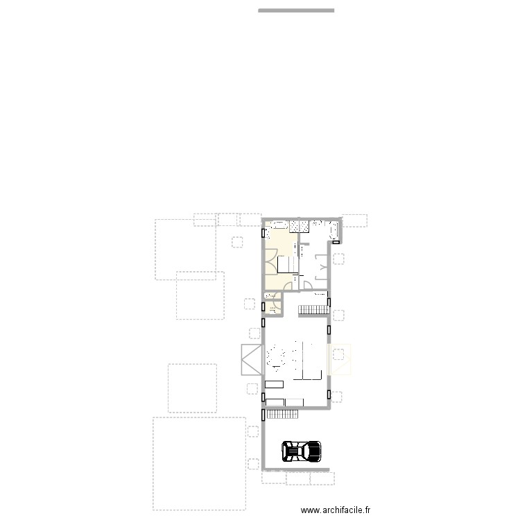 Grandes écuries. Plan de 3 pièces et 26 m2