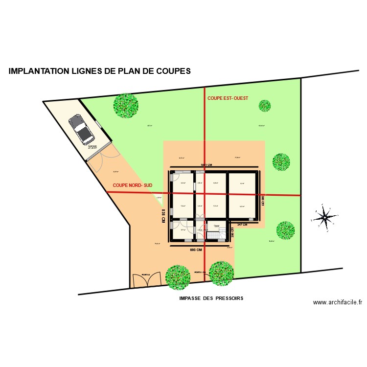 PLAN DE COUPES SITUATION. Plan de 32 pièces et 570 m2