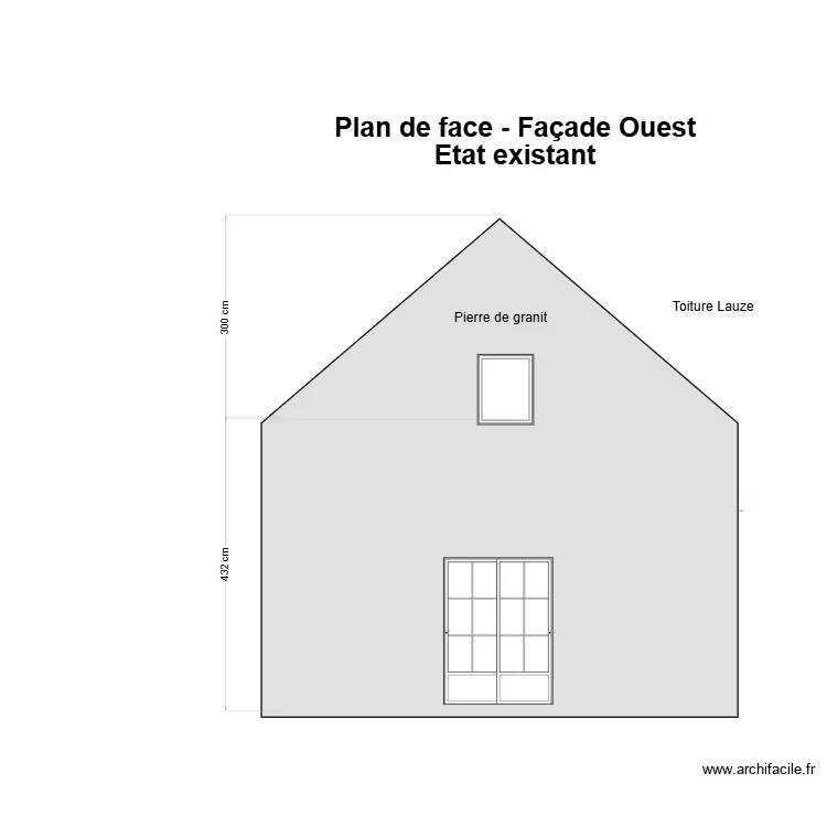 Plan existant face ouest . Plan de 