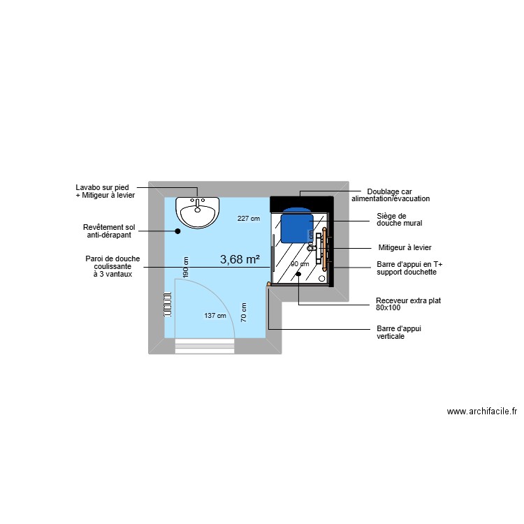 Projet KEKKAR. Plan de 1 pièce et 4 m2