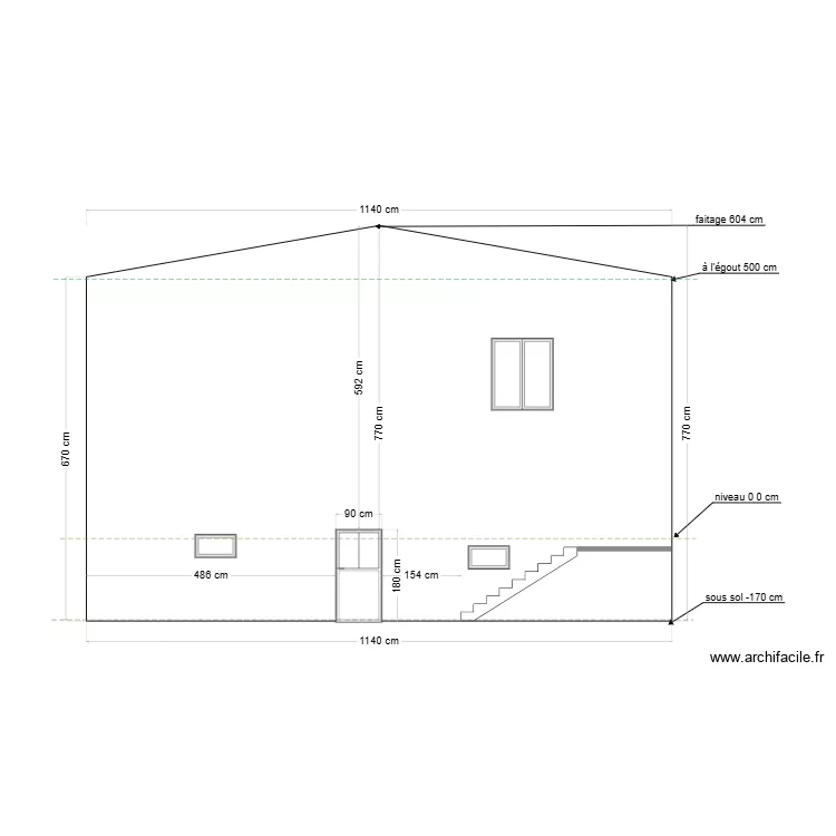 BAT A EXISTANT facade est. Plan de 