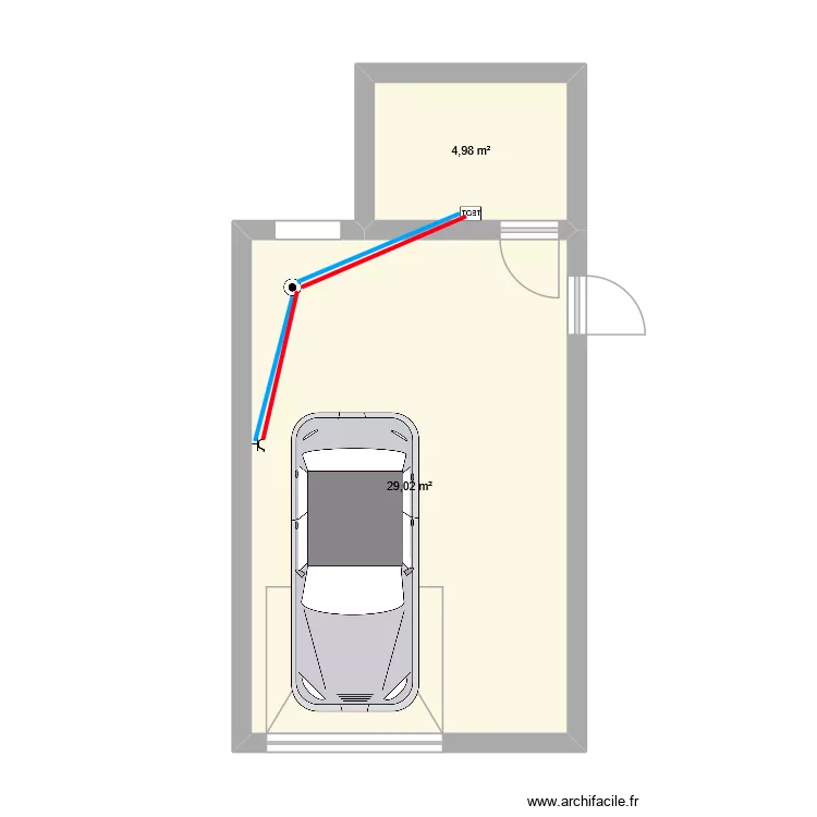borne de recharge. Plan de 2  et 34 m²
