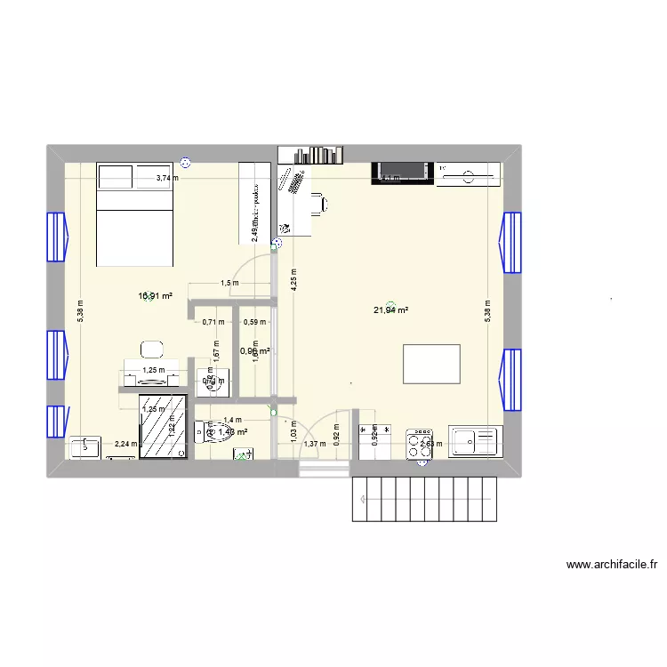 Projet1. Plan de 4 et 41 m² Projet1. Plan de 4 et 41 m²