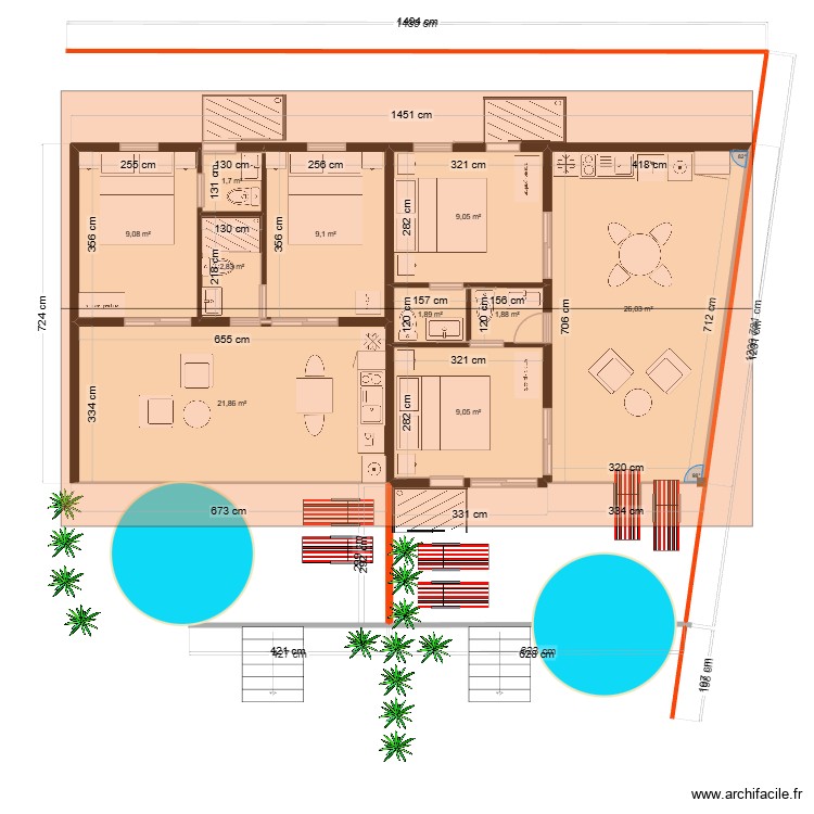 Popotte Bungalow 12 janv 26. Plan de 10 pièces et 92 m2