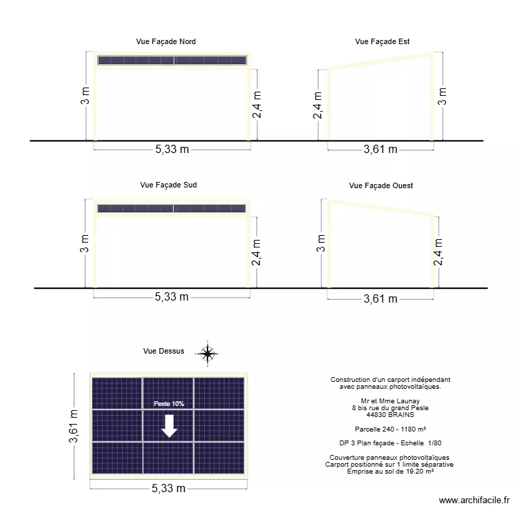 DP 3 LAUNAY FACADE. Plan de 