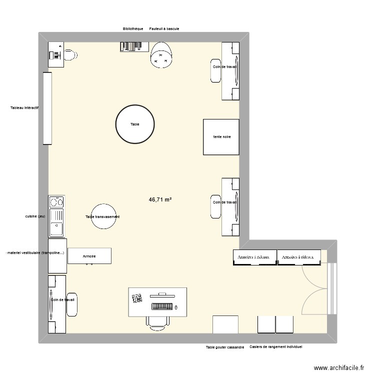 plan Lanos. Plan de 1 pièce et 47 m2