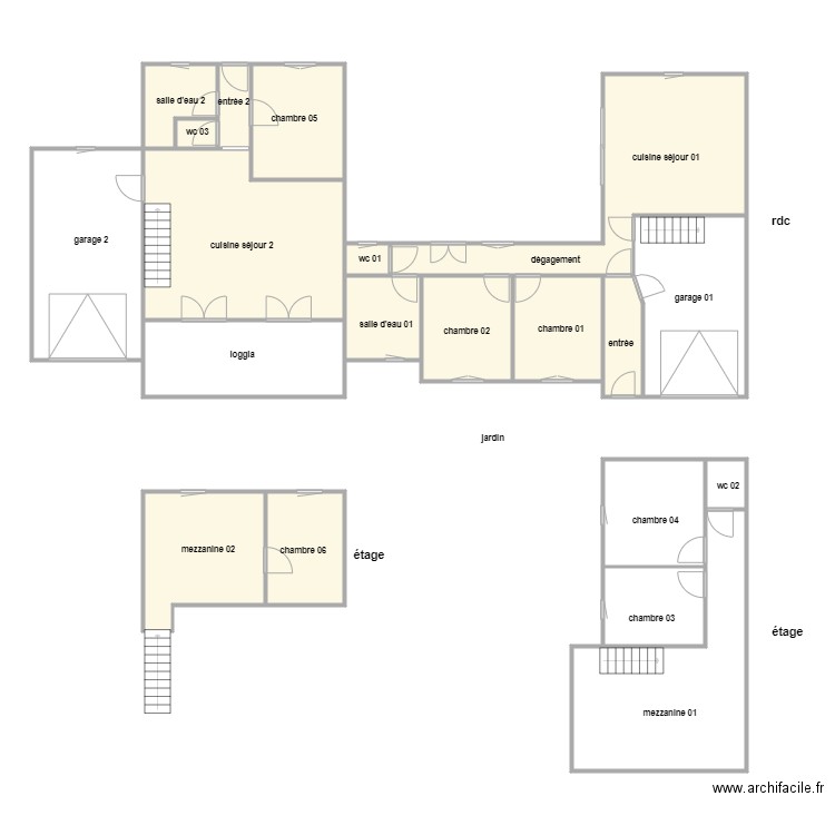 roussel am. Plan de 20 pièces et 222 m2