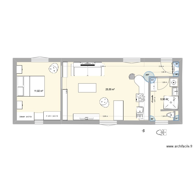 plan de masse 9. Plan de 3 pièces et 43 m2