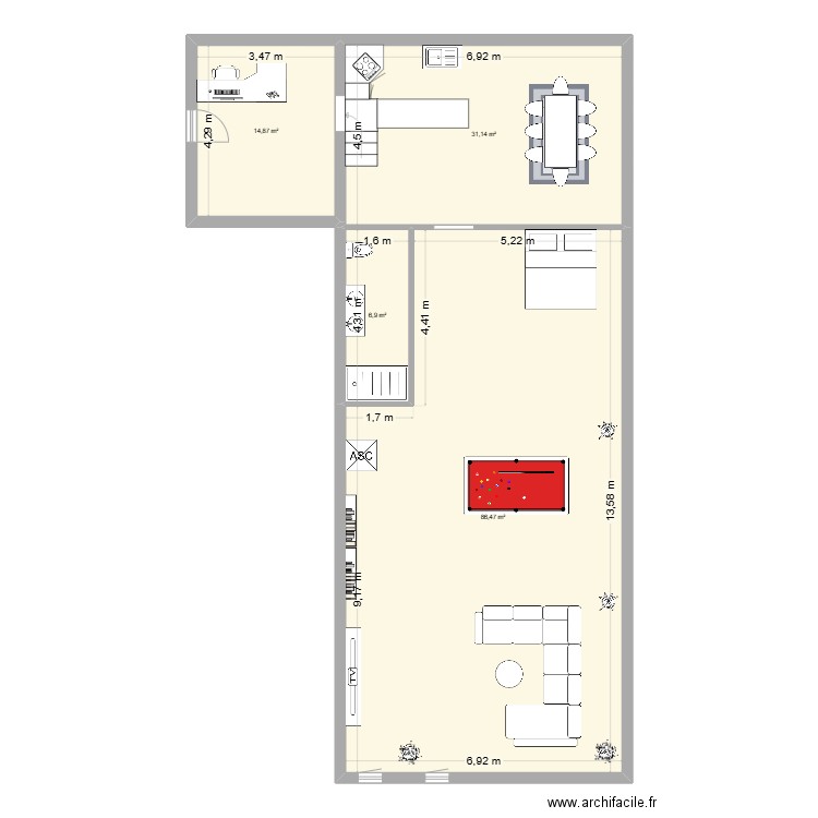 EIP du futur. Plan de 4 pièces et 139 m2