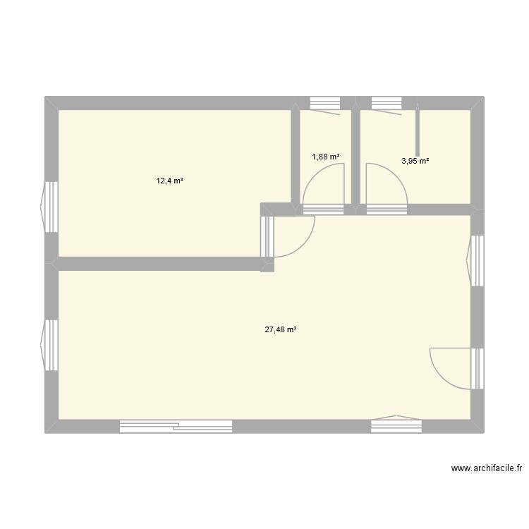 Sud. Plan de 4 pièces et 46 m2