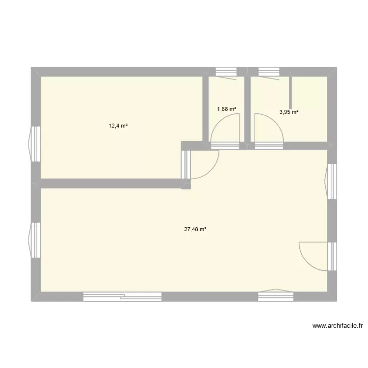 Sud. Plan de 4 pièces et 46 m² Sud. Plan de 4 pièces et 46 m²