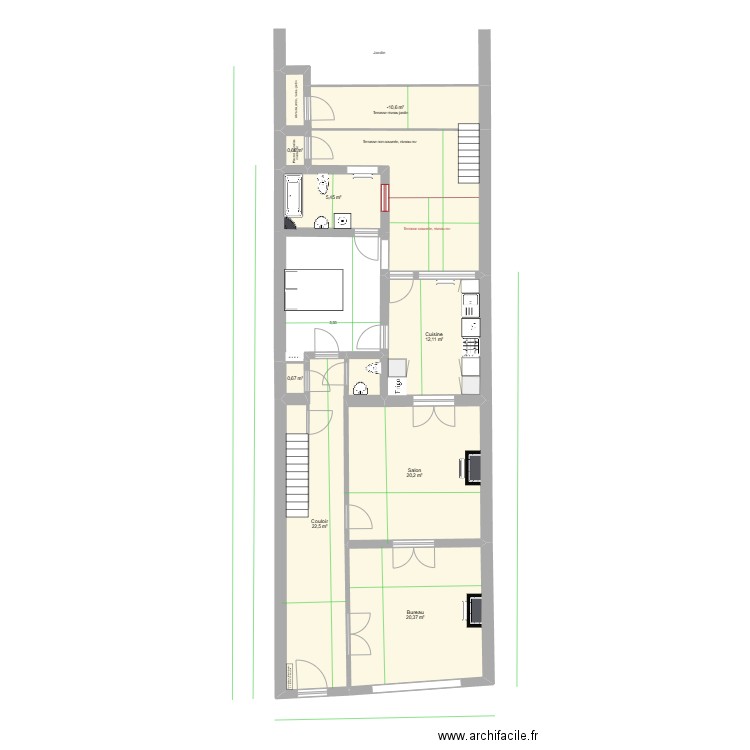 Jean - 56 - Rez c. Plan de 8 pièces et 90 m2
