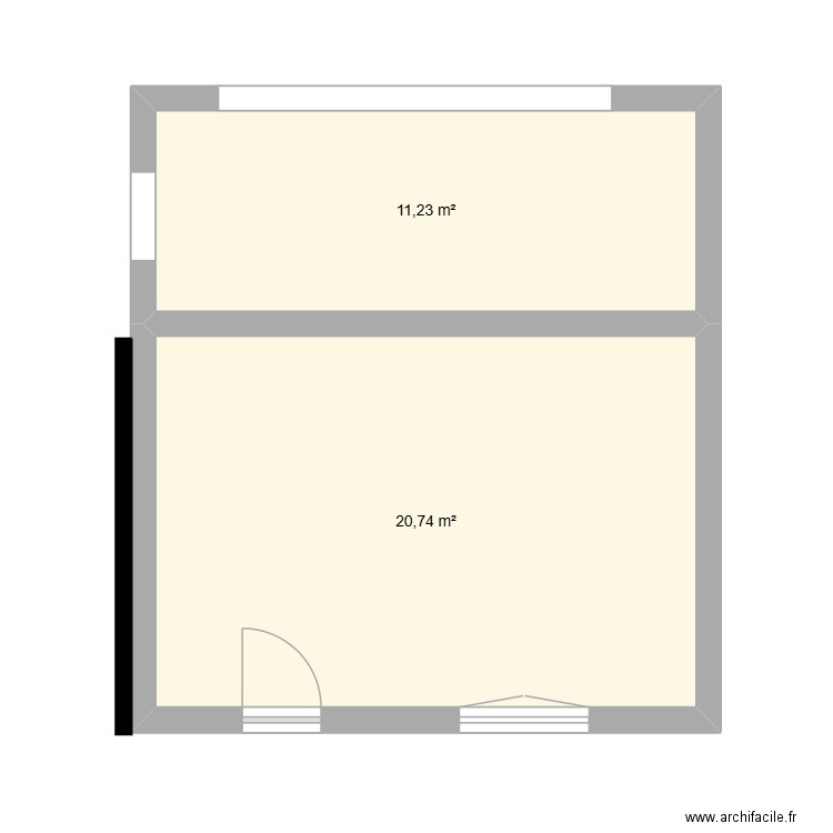 Chalet maison. Plan de 2 pièces et 32 m2
