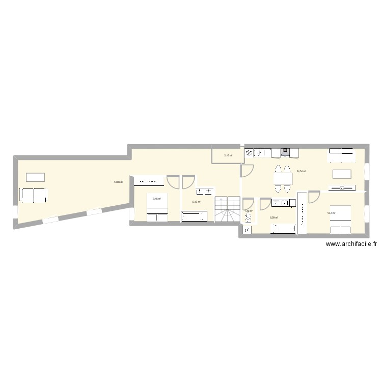appart 2. Plan de 1 pièce et 107 m2