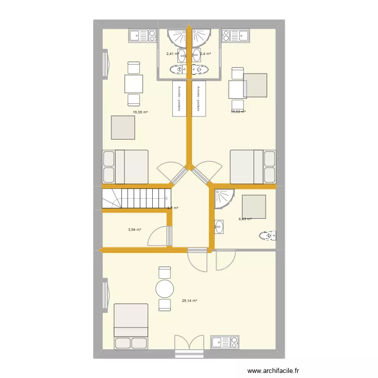 PLAN ETAGE. Plan de 8 Pièces et 90 m² PLAN ETAGE. Plan de 8 Pièces et 90 m²