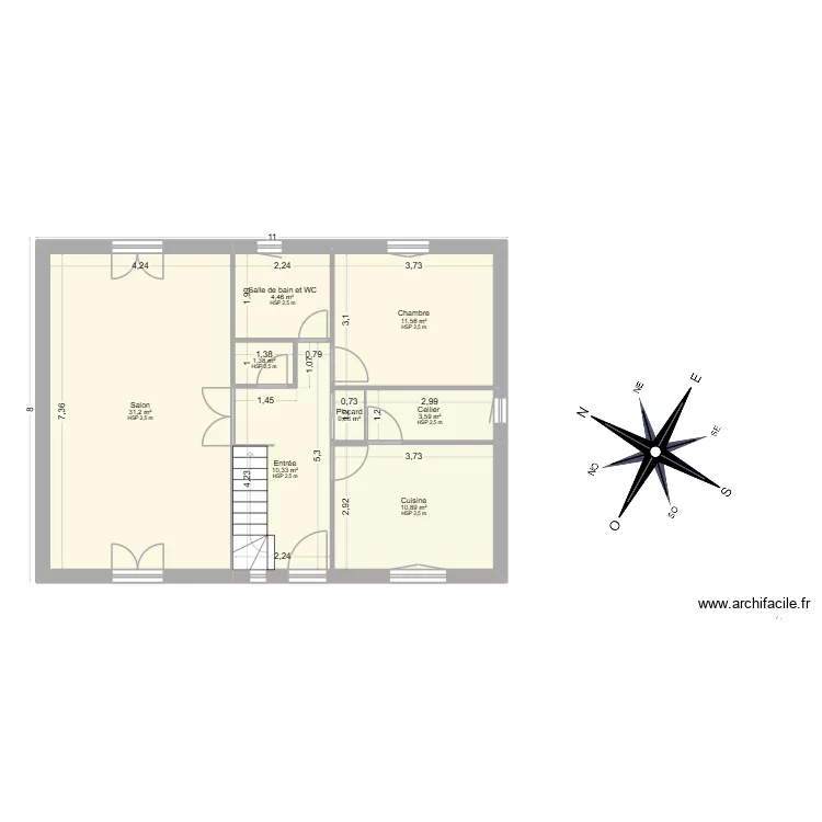 Maison Bretonne. Plan de 25  et 225 m²